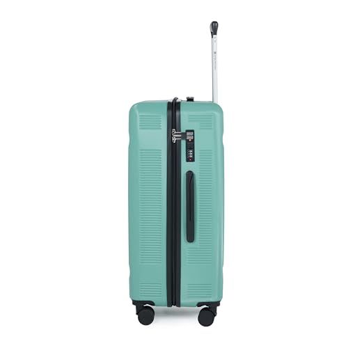 Image of SWISS MILITARY Pascal Hard 79cm Lightweight PC Large Check in Travel Luggage Trolley Bag, Anti-Theft Zippers & 3-Dial Lock, 360 Wheels, Wet Pocket & Aluminium Handle Suitcase Capacity 143L-Green