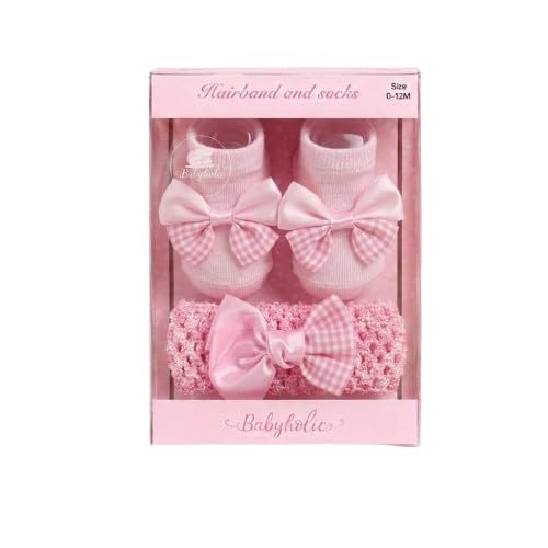 babyholic Baby Girl Hair Band & Booties Set | Soft Cotton Newborn Socks with Bow Headband | Infant Gift Set for 0-12 Months-picture-38