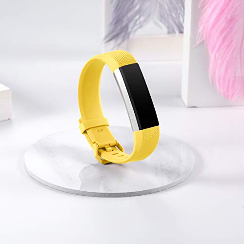 Maledan Bands Compatible with Fitbit Alta Women Men, Waterproof Replacement Band Strap for Fitbit Alta HR/Alta/Ace Kids, Small, Mango Yellow