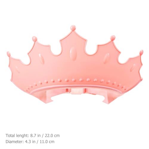 Image of MERRYHAPY Adjustable Soft Rubber Baby Shower Cap Crown Shape Toddler Shampoo Hat Eye and Ear Protection Kids Bath Visor Pink