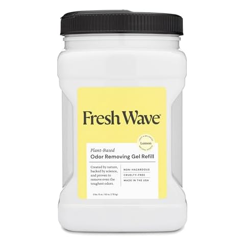 Fresh Wave Lemon Odor Removing Gel Refill, 63 oz. - Safer Odor Absorbers for Home, Natural Plant-Based Odor Eliminator, Every 15 oz. lasts 30-60 Days, For Cooking, Trash & Pets Cover
