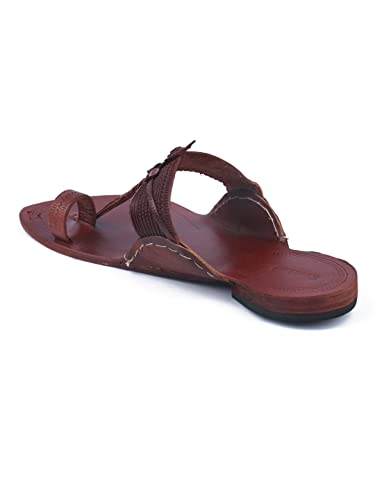 Image of KORAKARI Men Kolhapuri Chappal Handcrafted Sandal Smooth and Comfortable Flip Flops Slipper Stylish Anti Slip Design Genuine Leather Traditional Footwear.