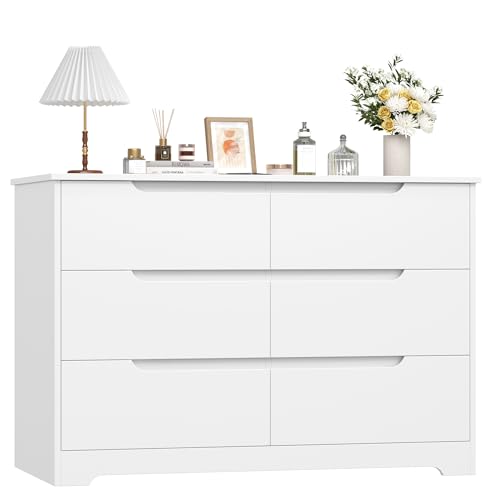 HOCSOK Kommode mit 6 Schubladen, Sideboard Schubladenschrank aus Holz, Kommode für Schlafzimmer, Wohnzimmer, Flur, Modern, 105x71x40cm