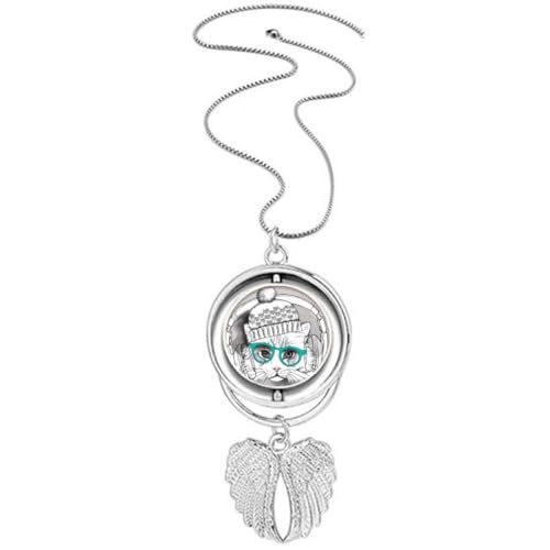 Collier pendentif ailes d'ange chat blanc aux finitions soignées