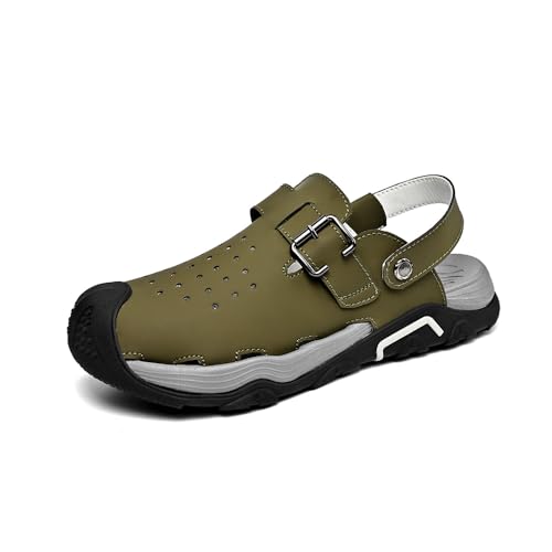 Asifn Mens Beach Sandals Summer Breathable Outdoor Shoes Lightweight Comfortable Walking Leather Closed Toe Casual