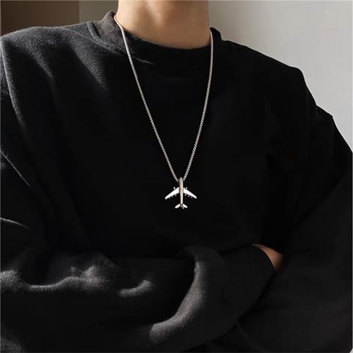 Airplane Aircraft Pendant Necklace Stainless Steel 3D Simple Charm Silver Jet Plane Model Flight Attendant Pilot Chain Necklace for Women Men Minimalist Aviation Traveler Fashion Jewelry Gifts2