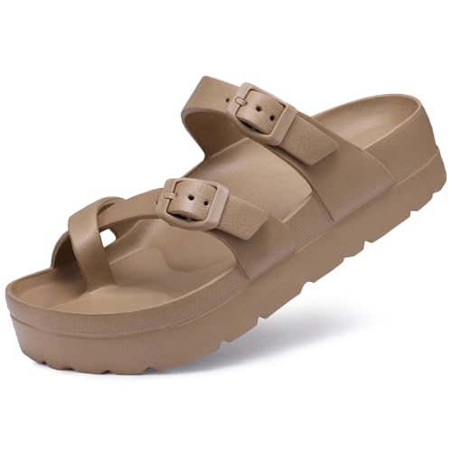 Image of Goosecret Women's Platform Sandals with Arch Support Comfortable Foam Slides Summer Beach Sandals with Adjustable Buckle