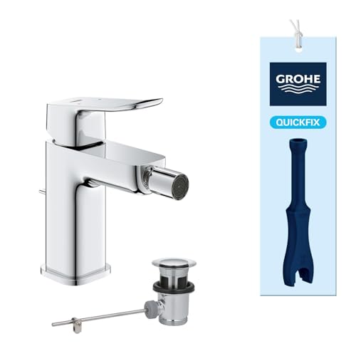 GROHE Dice Mitigeur monocommande Bidet Taille S (Robinet pour bidet de Salle de bain, Avec rotule, Tirette et garniture de vidage, Economie d'eau), Chrome,...
