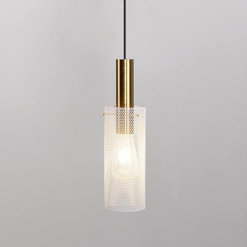 yayiaie Modern Industrial Mesh Pendant Light, Metal Cylinder Hanging Lamp, Vintage Iron Net...
