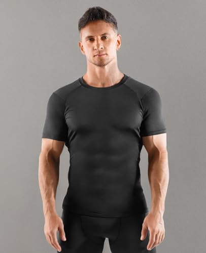 Niksa 2/4/5 Pack Compression Shirts for Men, Short/Long Sleeve Athletic Rash Guard Base Layer Undershirt Gear Workout T Shirt Men\'s Compression Shirts for Sports Black