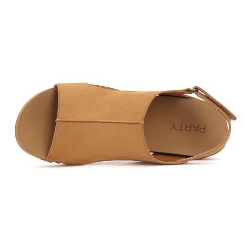 Image of PARTY Women's Wedge Sandals With Buckle Ankle Strap for Dressy Summer