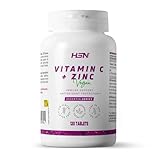 HSN Vitamina C 1000mg + Zinc 10mg (Bisglicinato) | 120 Tabletas | Apoyo al Sistema Inmunitario y Protección Antioxidante - 1 Tableta al Día – Alta Dosis | Sin Aditivos Estéticos, Vegano y Sin Gluten