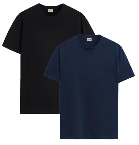 Image of ADRO Men's Cotton Regular Fit Combo Plain Solid T-Shirt Pack of 2