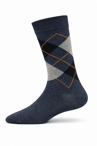 Image of Young Arrow Men's Full Length Crew Socks | 100% Pure Combed Cotton for Men - 168 Needle Premium Knit Argyle Pattern Multicolor Socks for Formal Casual Office Wear