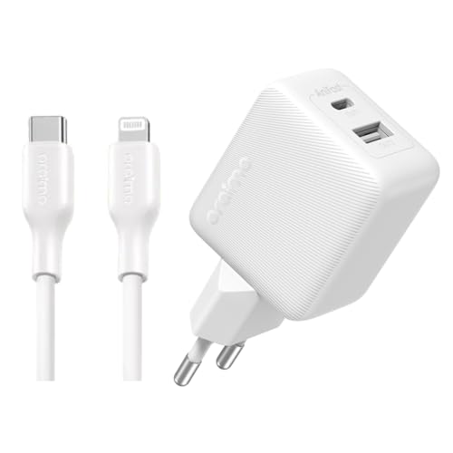 مجموعة شاحن حائط مع كابل USB نوع C إلى لايتنينج يوفر شحن سريع وموثوق لأجهزة آيفون وUSB نوع C من اورايمو - OCW-5203E - أبيض