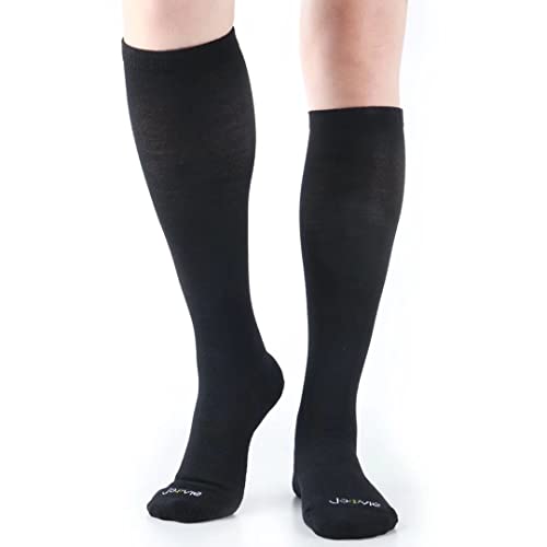 Image of ja vie Ultra Warm Merino Wool Compression Socks for Men & Women Cushion Crew Socks for Running Cycling Travel (15-20mmHg)