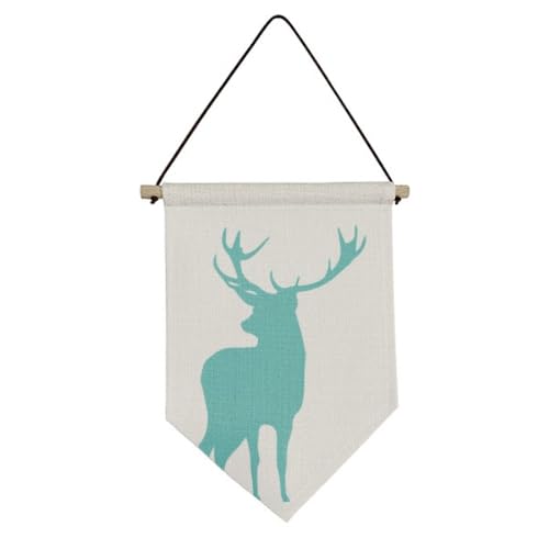 Drapeau en toile cerf bleu no/no déco murale suspendue tissu