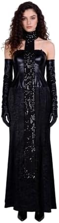 Wandamaga Padme Costume Black Corset Maxi Dress, Women's Queen Amidala Cosplay Gown with Accessories Halloween Outfit (Black, Large) 