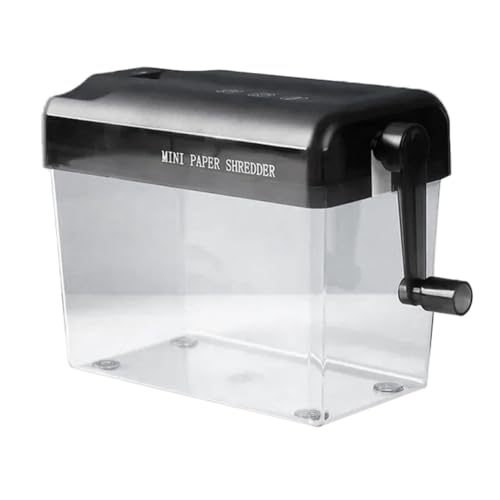 Buhdjfnke Trituradora de Papel con Manivela, Miniherramienta para Cortar Documentos, Recibos, Billetes, Facturas, Suministros de Oficina, Color Negro
