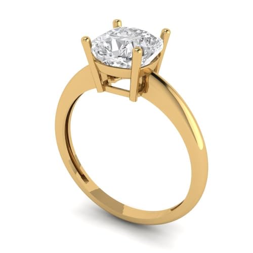 Clara Pucci 2.0 ct Cushion Cut Moissanite 14k Yellow Gold Solitaire Wedding Engagement Bridal Promise Ring2