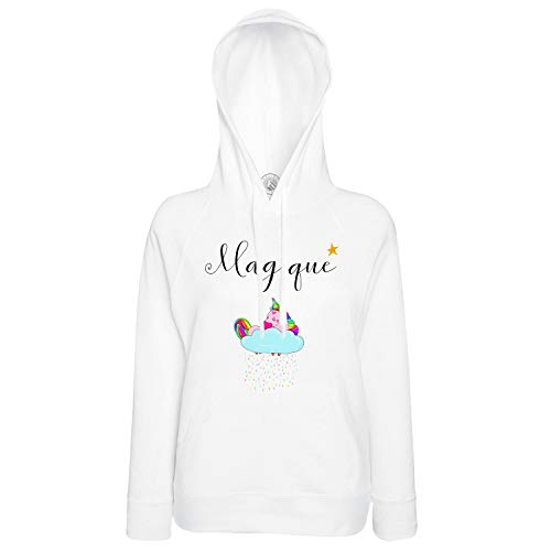 Sweat à capuche licorne rose et arc-en-ciel pour enfant dormant sur son nuage