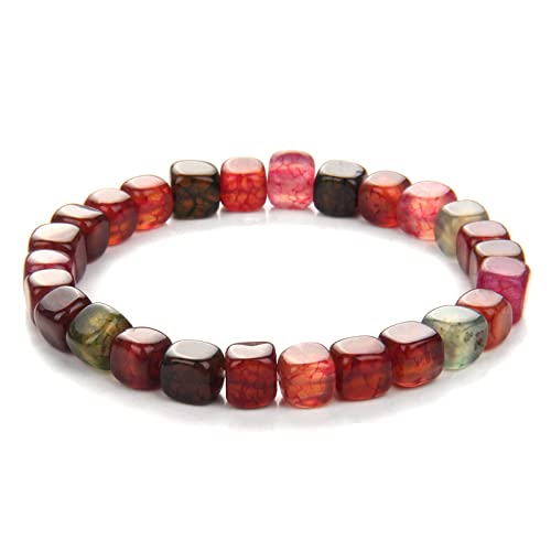 Bracelet en agate carrée pour hommes et femmes - Bijou élastique pierre naturelle 19cm Type 4