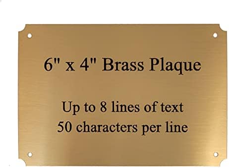 Custom Size Up to 6” x 4” Engraved Brass Name Plates, Made in USA, Personalized Memorial Plaque for Pet Urn, Flag Case, Picture Frame Label (Custom up to 6" x 4", Bright Gold Brass (Black Lettering))