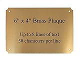Personalized Trophy Name Plates, Custom Brass Plaque Engraved Memorial Plaques, Flag Case, Pet Urn, Picture Frame, Art Tag, Tape or Screws (Custom up to 6' W x 4' H, Bright Gold (Black Letters))