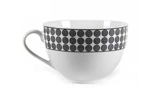 jumbo flowers Tazzone 37cl in Porcellana Decorato Tazza (Nero)