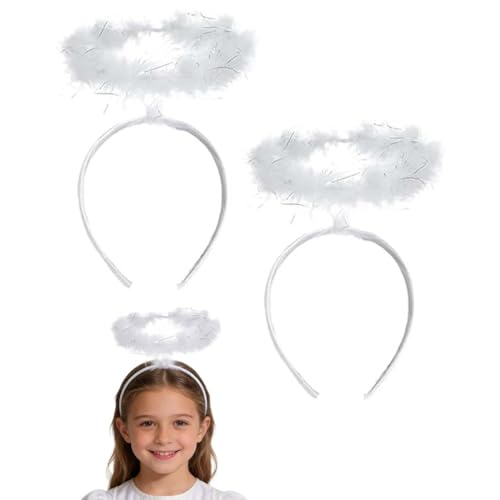 ZENQARI 2 peças Halo de anjo branco, diadema de anjo, acessório de disfarces para o Natal, Halloween, carnaval e despedidas de solteira - ideal para adultos, crianças