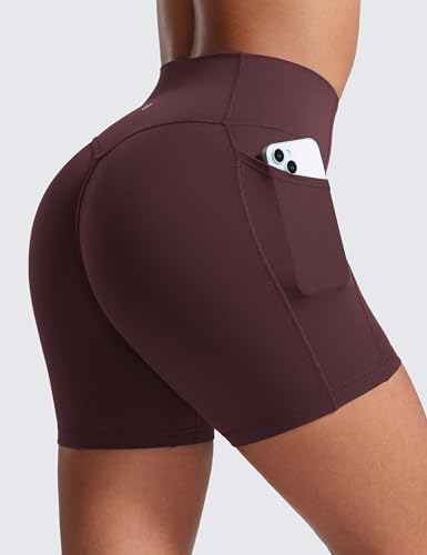 Image of CRZ YOGA Secretsculpt Biker Shorts Pockets 5'' | Booty Scrunch Butt, Butterlift, Buttery Soft, Moderate Compression, Workout, Pilates, No Front Seam, High Waist, for Women