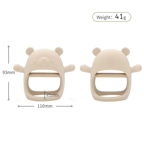 Image of PandaEar Silicone Baby Teething Toys| Baby Hand Teether Mitten for Sucking Needs| Chew Toys Hand Pacifier for Soothing Teething Pain Relief (Groundhog Beige)