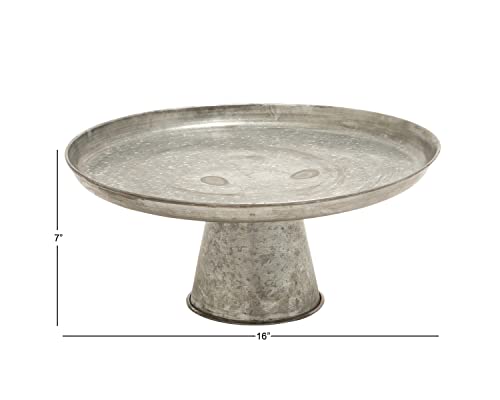 Deco 79 Metal Galvanized Cake Stand, 16" X 16" X 7", Gray #TOP2