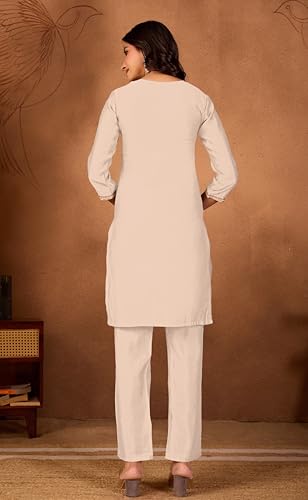 Image of Women's Embroidered Kurta Pant Set | Ethnic Kurta with Pant | Festive & Casual Wear Suit Set for Women