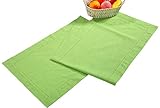 Slub Cotton Table Runner in Lime Green Color with Hemstitched Detailing and Mitered Corner Finish on edges-100% Cotton by Linen Clubs Size 16x72Inch