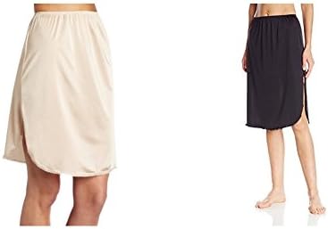 Vanity Fair womens Everyday Layers Single Slit Half Slip, Damask Neutral/Midnight Black, Medium (22″ Length)