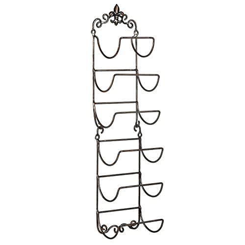 Rustic Metal Towel Rack Wall Mounted With Fleur De Lis, 6-Tier Solid Wrought Iron Towel Holder,Towel/Wine Rack Holder, Racks For Bathroom,Hand Towels,Wine Bottles,Yoga Mats Storage #TOP1