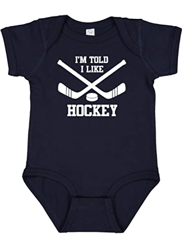 I'm Told I Like Hockey Silhouette Baby Bodysuit, Soft Short Sleeve Cotton Bodysuit, Newborn Baby Girl & Boy Gift