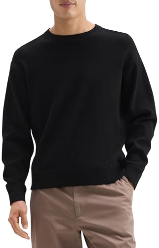Theory Men's Relax Crewneck Long Sleeve in Light Bilen, Black2