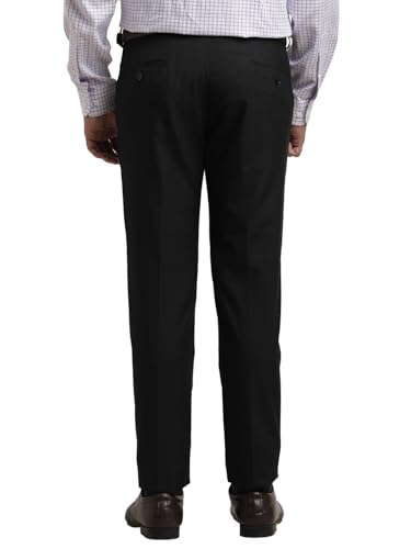 Image of Turtle Men Cotton Viscose Ultra Slim Fit Dobby Print Black Formal Trouser