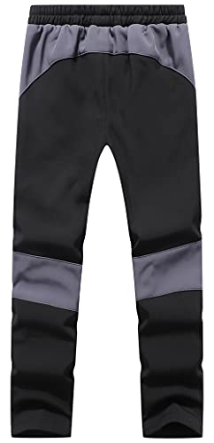 DAFENP Niño Montaña Pantalones al Aire Libre Impermeables Pantalones de Nieve Invierno Calentar Transpirable Softshell Pantalones Niñas Senderismo Trekking KZ2001-Black1-XL - imagen 6