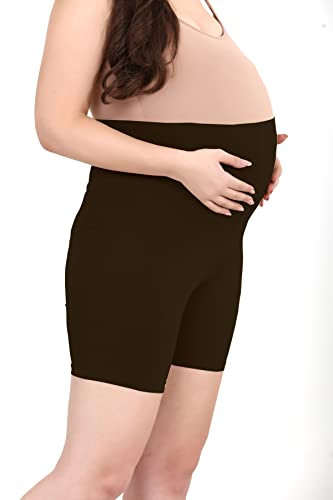 Image of Women's Cotton Maternity Shorts Over The Belly for Pregnant Women for Pre & Post Pregnancy