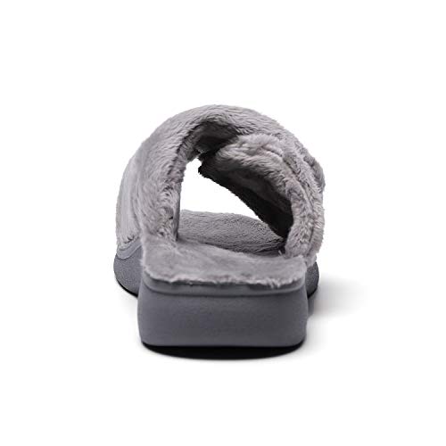 Image of SOLLBEAM Fuzzy House Slippers With Arch Support Orthotic Heel Cup Sandals For Women