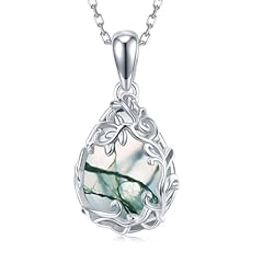 C-Teardrop Moss Agate Necklace