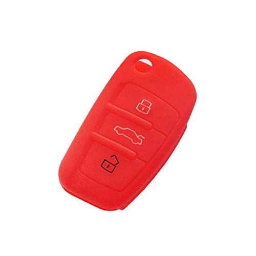 Happyit Silicone Car Remote Key Fob Shell Cover Case for Audi Sline A3 A5 Q3 Q5 A6 C5 C6 A4 B6 B7 B8 TT 80 S6 (Red) - Image 3