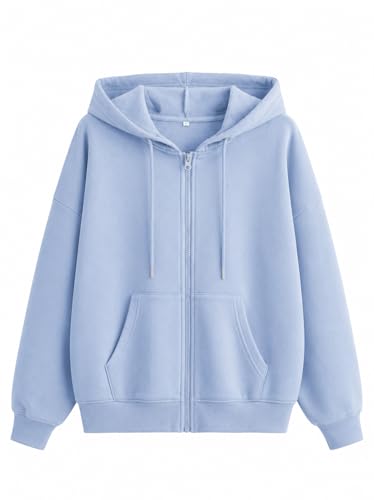 Image of Rabboni Women's Solid Zip-Up Hoodie Jacket | Full Sleeve Hooded Sweatshirt with Kangaroo Pockets | Casual Winter Wear Hoodie for Women