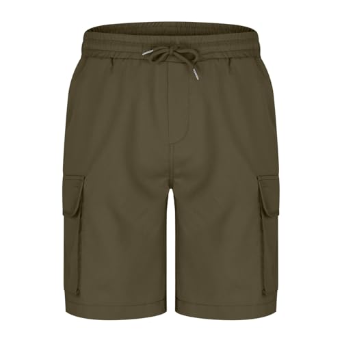 Image of Men's Cargo Sweat Shorts Casual Drawstring Elastic Waist Athletic Workout Gym Jogger Shorts with Multi Pockets