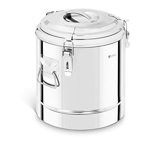 Royal Catering Contenedor Isotérmico Acero Inoxidable Termo Inox. RCTP-12E (Doble Capa, Almacenamiento De Calor Hasta 12 h, 10,5 Litros)