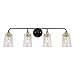 Forte 5118-04-62 Four Light Bath Bar, Black/Soft Gold