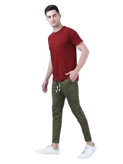 EarTech Cotton Track Pants Jogger Lower Regular Fit for Men/Boys-Oliva-(Large)